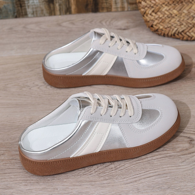 Korejski stil stopala male retro njemačke tenisice za trening 2025. ženske vanjske cipele ljetne nove lijene slip-on Baotou papuče za polovicu, moderne