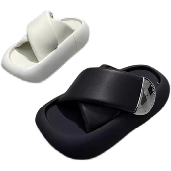 Sandale de vară pentru femei, cu talpă mică și groasă, cu cruce metalică, stil european, 2023, pantofi de plajă, de vară, la modă