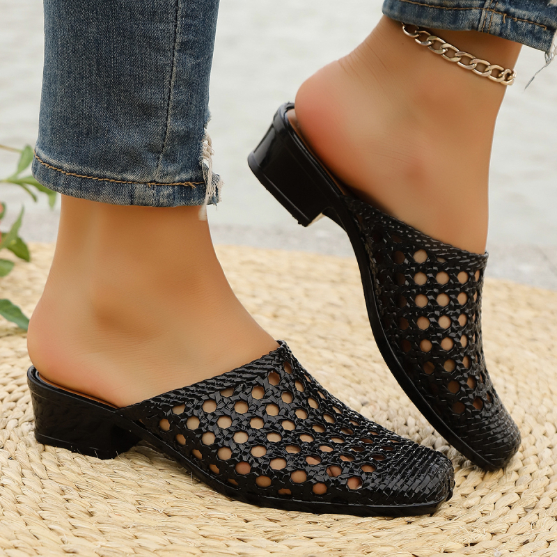 Papuci de plajă pentru femei, Baotou, sandale de vară cu toc mediu, stil coreean, pentru exterior, cu toc înalt