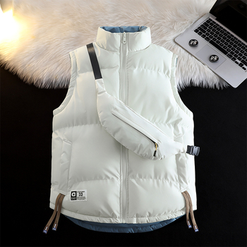 „Cross-Border 2025“ žieminė dvipusė pastorinta liemenė vyrams, šilta striukė be rankovių, madinga