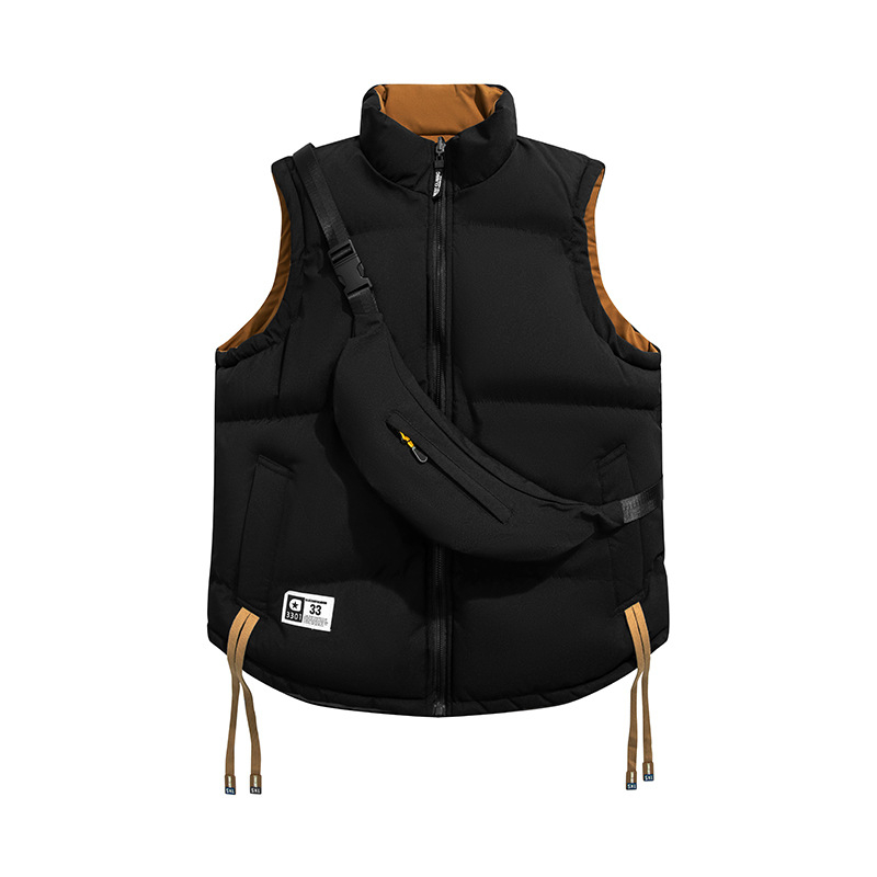 „Cross-Border 2025“ žieminė dvipusė pastorinta liemenė vyrams, šilta striukė be rankovių, madinga