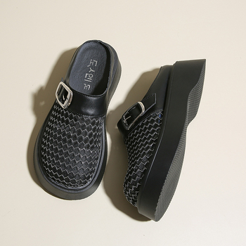 Papuci de primăvară și vară din plasă cu vârfuri până la vârfuri pentru femei, papuci de plasă cu talpă groasă, sandale respirabile, stil nou 2025, decupate, care cresc în înălțime