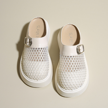 Papuci de primăvară și vară din plasă cu vârfuri până la vârfuri pentru femei, papuci de plasă cu talpă groasă, sandale respirabile, stil nou 2025, decupate, care cresc în înălțime