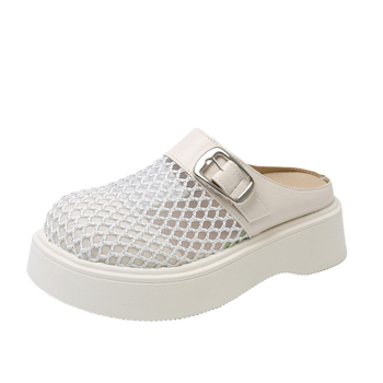 Papuci de primăvară și vară din plasă cu vârfuri până la vârfuri pentru femei, papuci de plasă cu talpă groasă, sandale respirabile, stil nou 2025, decupate, care cresc în înălțime