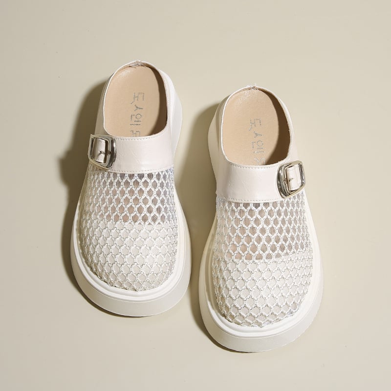 Papuci de primăvară și vară din plasă cu vârfuri până la vârfuri pentru femei, papuci de plasă cu talpă groasă, sandale respirabile, stil nou 2025, decupate, care cresc în înălțime