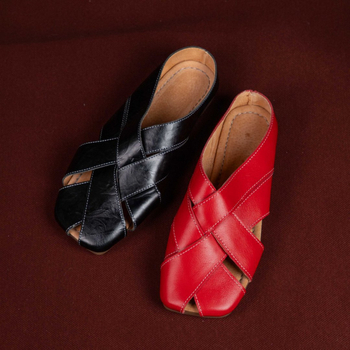 Retro pletene papuče za žene s prstima do prstiju, ručno izrađene sandale od prave kože za ljeto, polupapuče od kravlje kože s gornjim šavovima