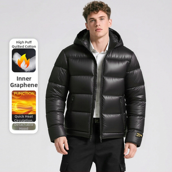 Χειμερινό ανδρικό μπουφάν με επένδυση από βαμβάκι 2025, αποσπώμενο ζεστό μπουφάν με κουκούλα και επένδυση από βαμβάκι, νέο ανδρικό μπουφάν CrossBorder 3D, ανθεκτικό στο κρύο, με πυκνή επένδυση