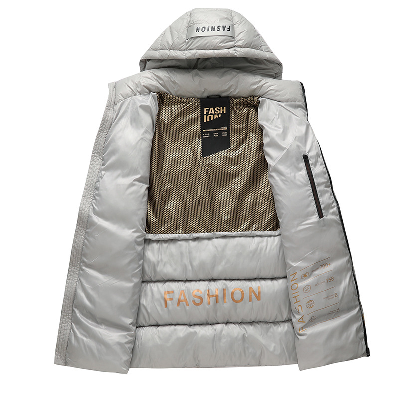 Jachetă de iarnă pentru bărbați, căptușită cu bumbac, cu glugă detașabilă, caldă, căptușită cu bumbac, nouă jachetă transfrontalieră 3D rezistentă la frig, îngroșată, pentru bărbați