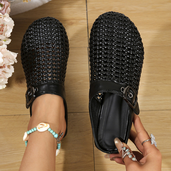 Ασημένιες Γαλλικές Slip-on Lazy Ανδρικές Μισές Παντόφλες Γυναικεία 2025 Νέα Υφασμάτινα Σανδάλια και Παντόφλες Muller για Εξωτερική Ρούχα Μόδα