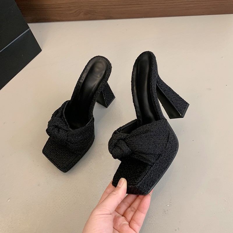 Piiriülesed Euroopa ja Ameerika sussid paksu kontsaga kalasuu seljaga õõnes väliskaubanduse moesandaalid vibuga kandilise ninaga sussid veekindla platvormiga naistele