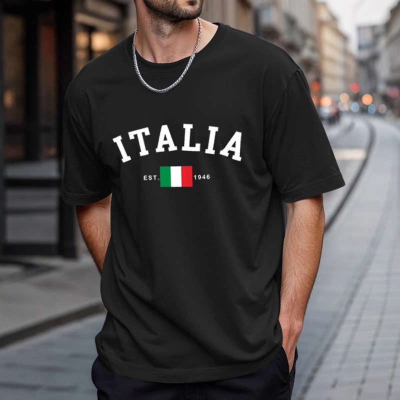 2025 Prekogranična majica kratkih rukava, europska i američka ljetna nova muška modna ležerna svestrana majica kratkih rukava s okruglim izrezom