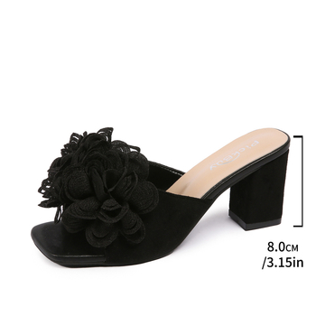 Γυναικείες παντόφλες με λουλούδια σε στυλ νεράιδας 2024, νέες διασυνοριακές μοντέρνες παντόφλες, καλοκαιρινά ροζ σανδάλια