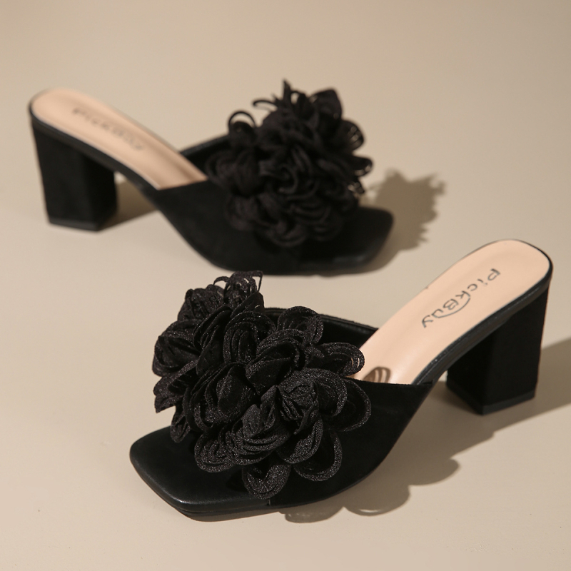 Cvjetne papuče za žene koje možete nositi u vilinskom stilu 2024. Nove prekogranične modne ravne papuče, ljetne ružičaste sandale