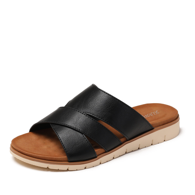 Jednostavne papuče s debelim potplatom i osjećajem izmeta za žene, ljetne, nove modne sandale s jednom pedalom 6020-48