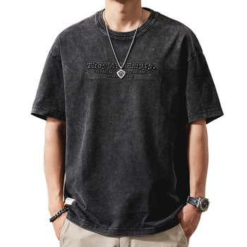 Ανδρικό μπλουζάκι American Heavyweight Retro Washed με κοντομάνικο μπλουζάκι για άνδρες, καλοκαίρι 2025, νέο μπλουζάκι με στάμπα Letter και μισό μανίκι για άνδρες