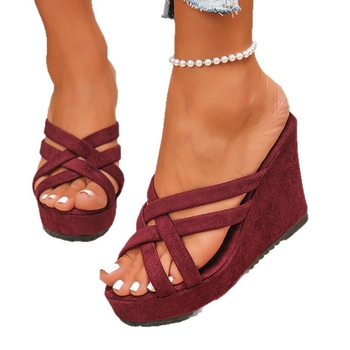 Ljeto 2025. Nove europske i američke vanjske trgovine, velike veličine, platforma s tankom petom, riblja usta, debeli potplat, moderne i udobne papuče bez rukava, veleprodaja