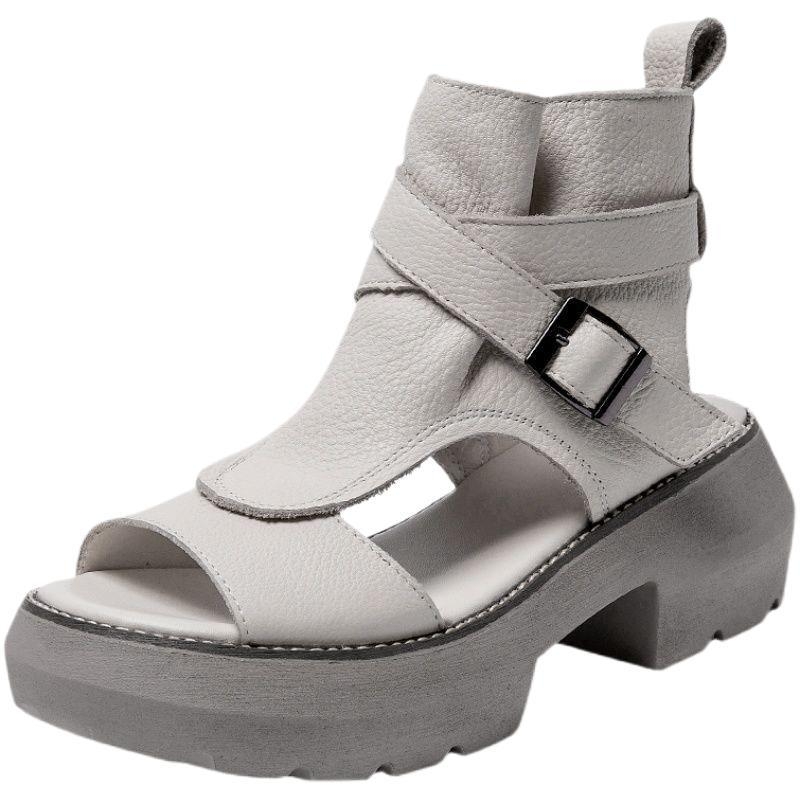 Prekrasne moderne rimske cipele s kopčom, srednje pete, retro, debeli potplat, nove ženske visoke sandale s debelom petom za ljeto 2025.