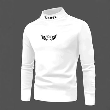 Férfi nyári divat trend hétköznapi koronamintás magas nyakú mintás hosszú ujjú nyári