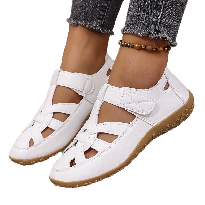 Transfrontaliere 2025 Primăvara și Vara Dimensiuni Mari Pantofi pentru Femei Sandale Casual Cu Gol Baotou Nou Îmbrăcăminte Exterioară Sandale cu Velcro pentru Femei