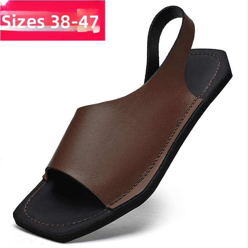 Sandale bărbătești, casual, fără mâneci, pentru exterior, mărime mare 47, toc pătrat, vârf pătrat, sandale romane pentru plajă