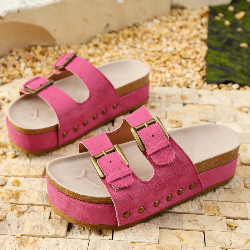 Vanjskotrgovinske sandale velikih dimenzija s debelim potplatom, nove metalne kopče za plažu, ženske cipele za proljeće i ljeto 2025., Amazon