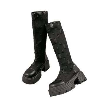 Čizme s debelom petom i visokom petom za žene, nove mrežaste prozračne čizme preko koljena, sandale nišnog dizajna za ljeto 2025.