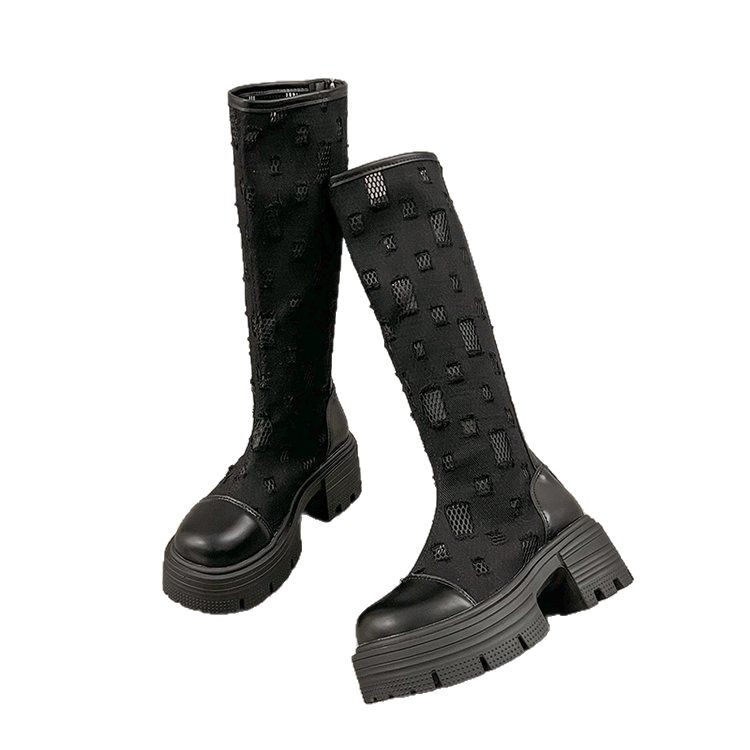 Čizme s debelom petom i visokom petom za žene, nove mrežaste prozračne čizme preko koljena, sandale nišnog dizajna za ljeto 2025.
