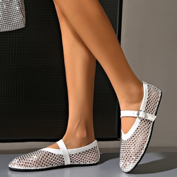 Pantofi Mary Jane cu vârf rotund, din plasă, cu gol, pentru femei, europene și americane, pentru ieșiri în oraș, vara 2025, noi sandale transfrontaliere pentru export