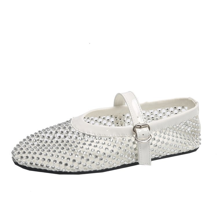 Pantofi Mary Jane cu vârf rotund, din plasă, cu gol, pentru femei, europene și americane, pentru ieșiri în oraș, vara 2025, noi sandale transfrontaliere pentru export