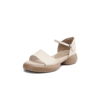 Γαλλικά ρετρό σανδάλια με ανοιχτά δάχτυλα για καλοκαιρινές εξωτερικές ενδυμασίες γυναικών 2025, νέα, μαλακά δερμάτινα, casual, μονόγραμμα, με χοντρή σόλα, ρωμαϊκά σανδάλια