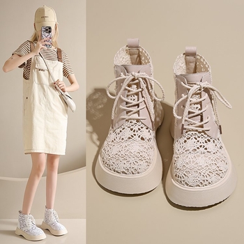 Μπότες με δαντέλα και χοντρή σόλα, αναπνεύσιμες μπότες Martin, Γυναικείες μπότες Martin, Νέες καλοκαιρινές λεπτές κοντές μπότες του 2025, Ψηλές μπότες, Σανδάλια