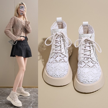 Μπότες με δαντέλα και χοντρή σόλα, αναπνεύσιμες μπότες Martin, Γυναικείες μπότες Martin, Νέες καλοκαιρινές λεπτές κοντές μπότες του 2025, Ψηλές μπότες, Σανδάλια