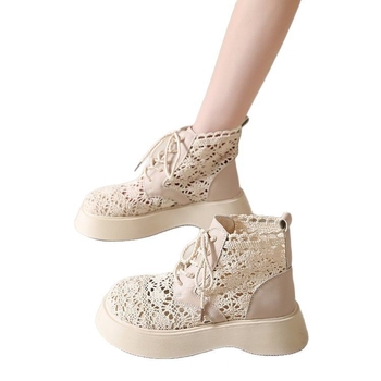 Μπότες με δαντέλα και χοντρή σόλα, αναπνεύσιμες μπότες Martin, Γυναικείες μπότες Martin, Νέες καλοκαιρινές λεπτές κοντές μπότες του 2025, Ψηλές μπότες, Σανδάλια