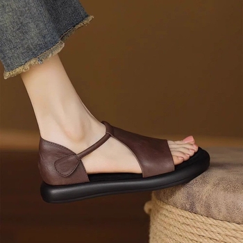 Γυναικεία φλατ σανδάλια με μαλακή σόλα, καλοκαίρι, ρετρό, 2025, νέα, άνετα, απλά, ρούχα, σανδάλια θαλάσσης, χονδρική