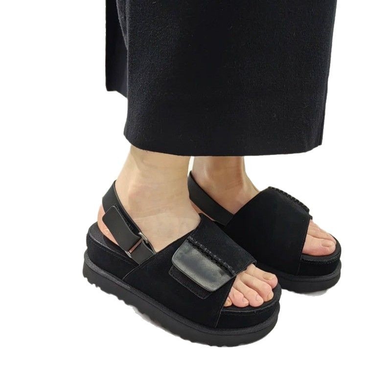 Sandale de plajă pentru femei, cu talpă groasă, cu cataramă pentru comerț exterior sporită, cu gură de pește și cârlig, de vară, casual, noi, cu un singur strat