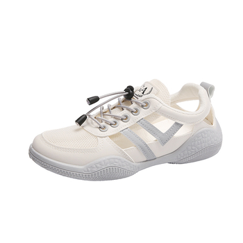 Λευκά Γυναικεία Παπούτσια 2024 Καλοκαιρινά Νέα Φλατ Instagram Fashion Student Casual Γυναικεία Παπούτσια Hollow All-match Σανδάλια HY105