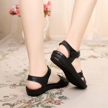 Νέα καθημερινά παπούτσια μόδας μεγάλου μεγέθους από γνήσιο δέρμα με μαλακή σόλα, πρώτης στρώσης, από δέρμα αγελάδας, για μεσήλικες και ηλικιωμένες γυναίκες, γυναικεία σανδάλια