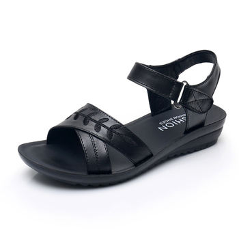 Νέα καθημερινά παπούτσια μόδας μεγάλου μεγέθους από γνήσιο δέρμα με μαλακή σόλα, πρώτης στρώσης, από δέρμα αγελάδας, για μεσήλικες και ηλικιωμένες γυναίκες, γυναικεία σανδάλια