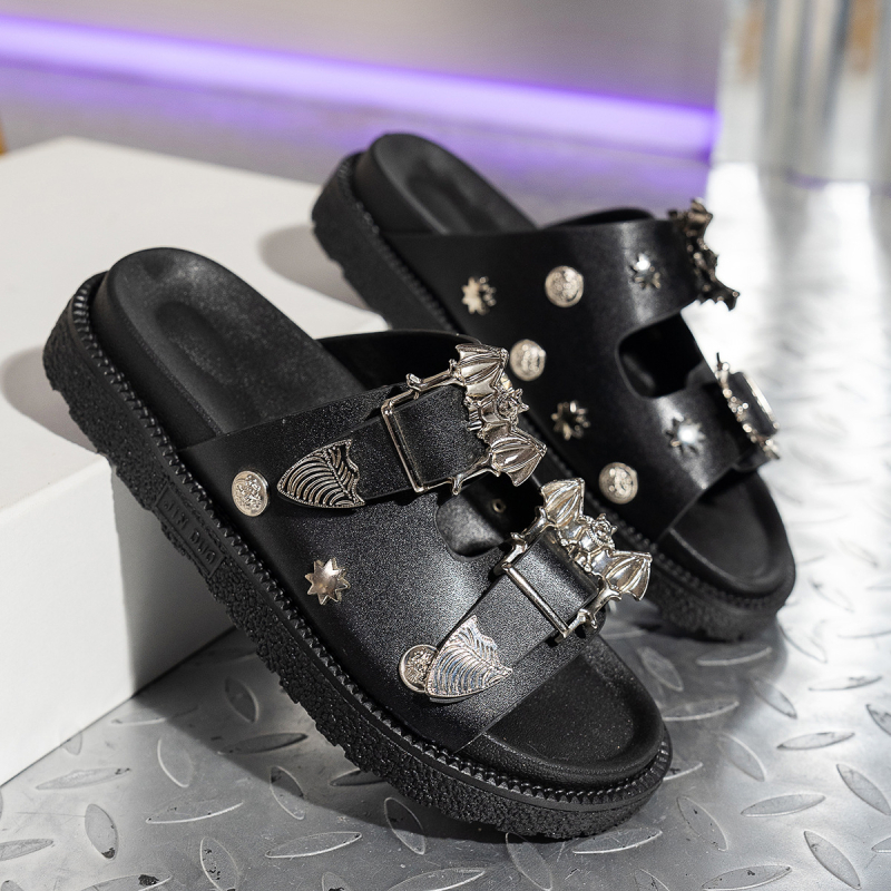 Pantofi de damă cu talpă groasă, cu cataramă metalică și paiete, model de șarpe, model nou, 2025, model nou de primăvară și vară, 35-43