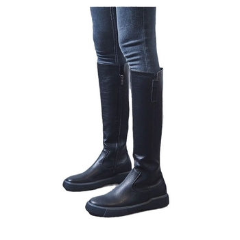 Naiste pikad saapad 2023. aasta uued kevad- ja sügissaapad, aga põlvega nahast saapad, lamedad rüütlisaapad, salendavad kõrged saapad naistele