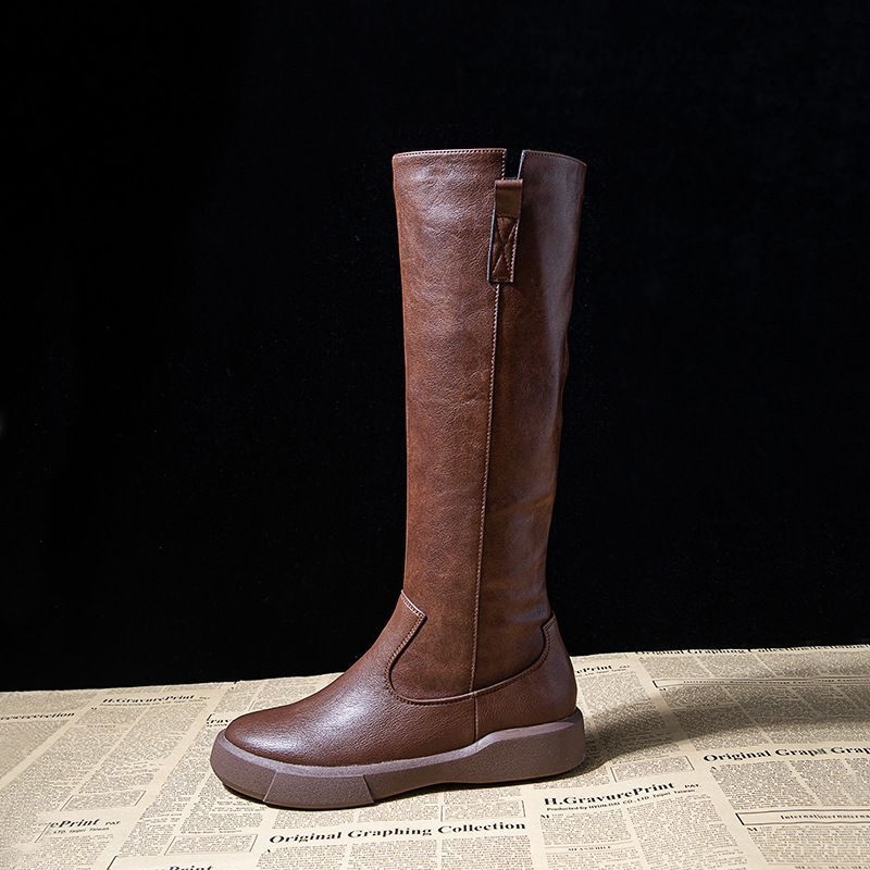 Naiste pikad saapad 2023. aasta uued kevad- ja sügissaapad, aga põlvega nahast saapad, lamedad rüütlisaapad, salendavad kõrged saapad naistele