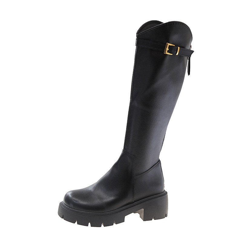 Toamna 2024, cizme noi cu talpă groasă, la modă, cu tub lung, elasticitate sporită, cu cataramă cilindrică, cizme Joker pentru copii, en-gros