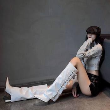 Velike čizme s štiklama i špicastim vrhom, visoke cipelaste čizme za žene, novi nišni dizajn, jesen 2025., modne čizme bez koljena