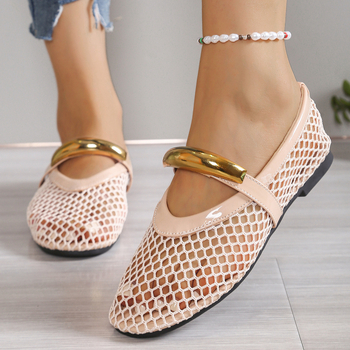 Εξωτερικού Εμπορίου Μεγάλα Μεγέθη Ρηχό Στόμα Γυναικεία Παπούτσια Scoop 2025 Άνοιξη και Καλοκαίρι Νέα Στρογγυλά Δάχτυλα Mesh Αναπνέοντα Σανδάλια για Γυναίκες