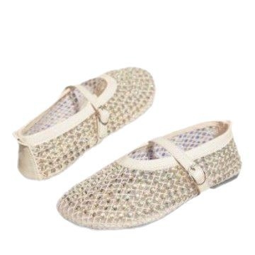 Prozračne sandale od mrežastog cirkona, ženske, proljeće i ljeto 2025., nove visokokvalitetne cipele Mary Jane s kopčom i plitkim izrezom