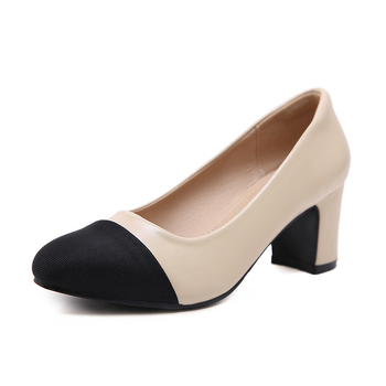 Γυναικεία φλατ παπούτσια σε στυλ Chanel με χοντρό τακούνι και μονό στρώμα, ασορτί γαλλικά παπούτσια με ψηλοτάκουνα πέδιλα και ρηχές γόβες.