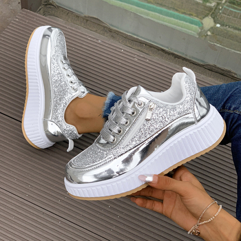 Γυναικεία casual παπούτσια μεγάλων μεγεθών σε διασυνοριακό στυλ, φθινόπωρο και χειμώνας 2024, νέες παγιέτες, TEUM explosions board shoes, casual παπούτσια, γυναικεία