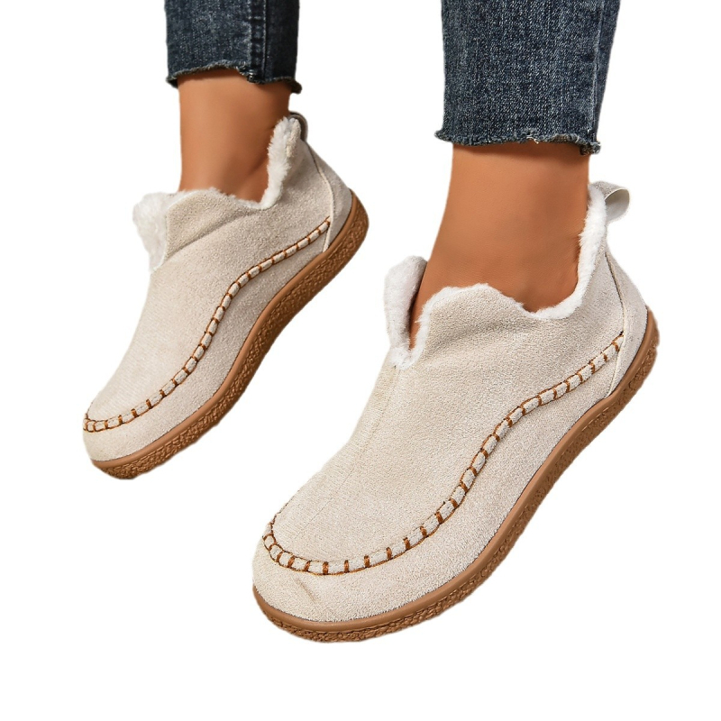 Pantofi de iarnă noi pentru femei, din bumbac cald, pentru comerț exterior, mărime plus, cu căptușeală din fleece, culoare plată, mărime mare, cizme de zăpadă groase, pentru comerț exterior, 2024