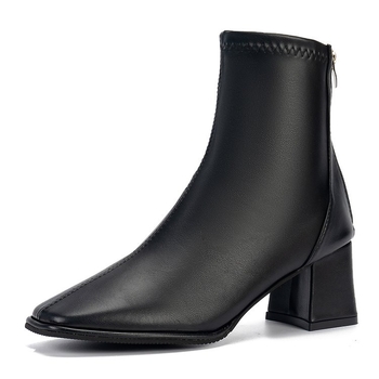 Cizme Martin pentru femei, toamna și iarna, cizme scurte cu toc înalt, cizme subțiri și groase, la modă, cu vârful pătrat mic, cizme simple