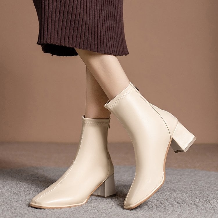 Cizme Martin pentru femei, toamna și iarna, cizme scurte cu toc înalt, cizme subțiri și groase, la modă, cu vârful pătrat mic, cizme simple